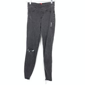 Spanx Skinny Jean Leggings Womens Size Small Washed Black Gray Distressed